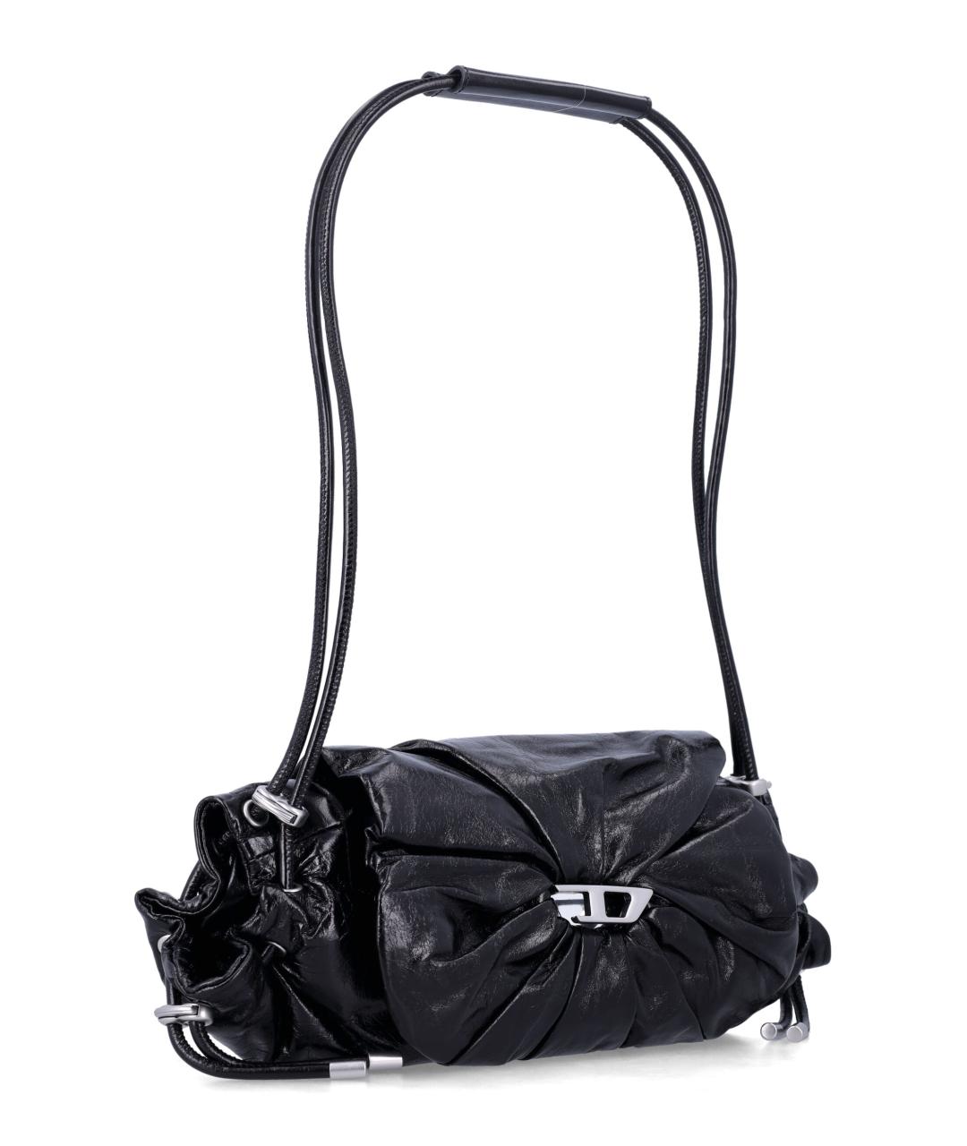 DIESEL Черная кожаная сумка через плечо, фото 2