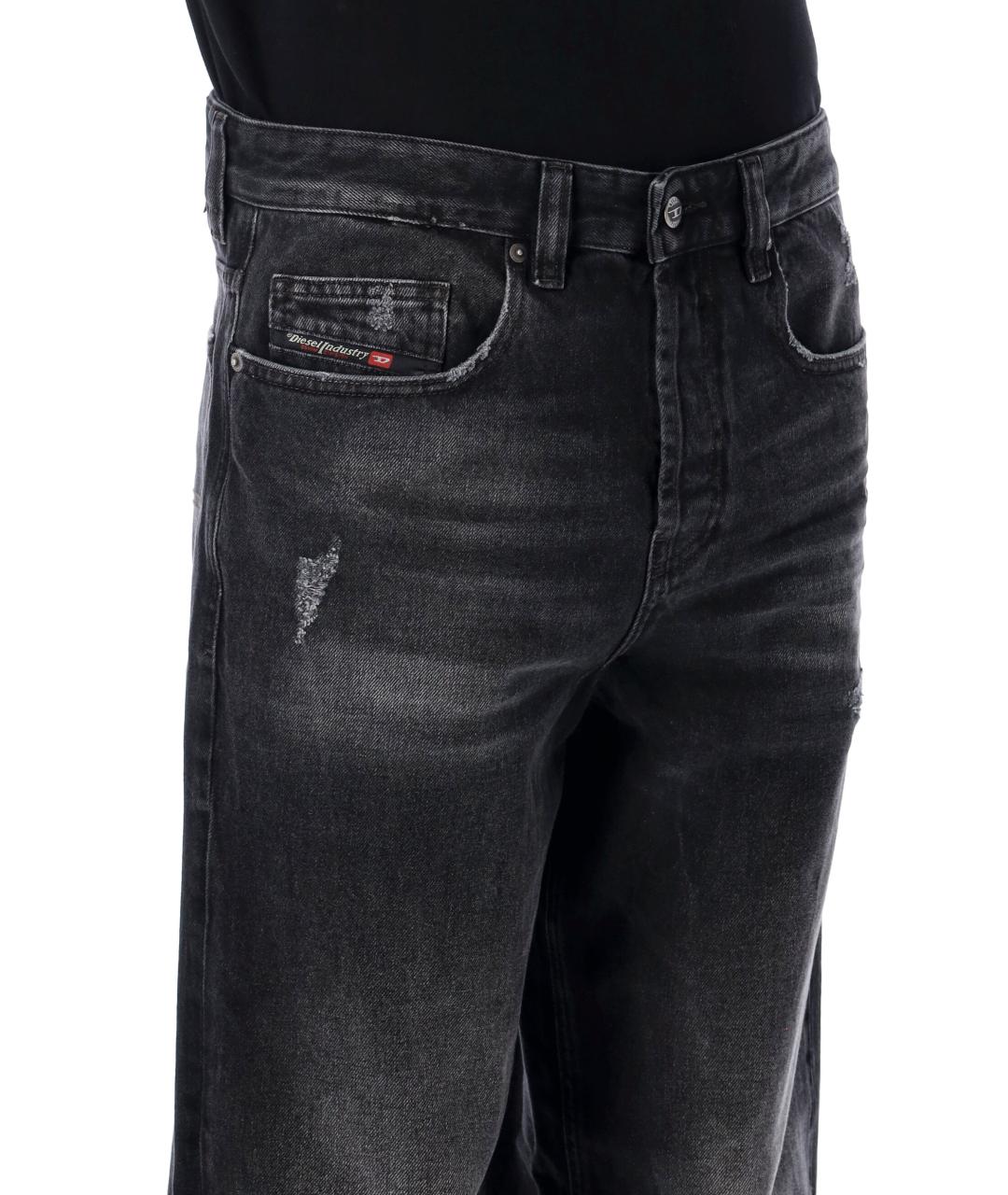 DIESEL Черные хлопковые прямые джинсы, фото 3