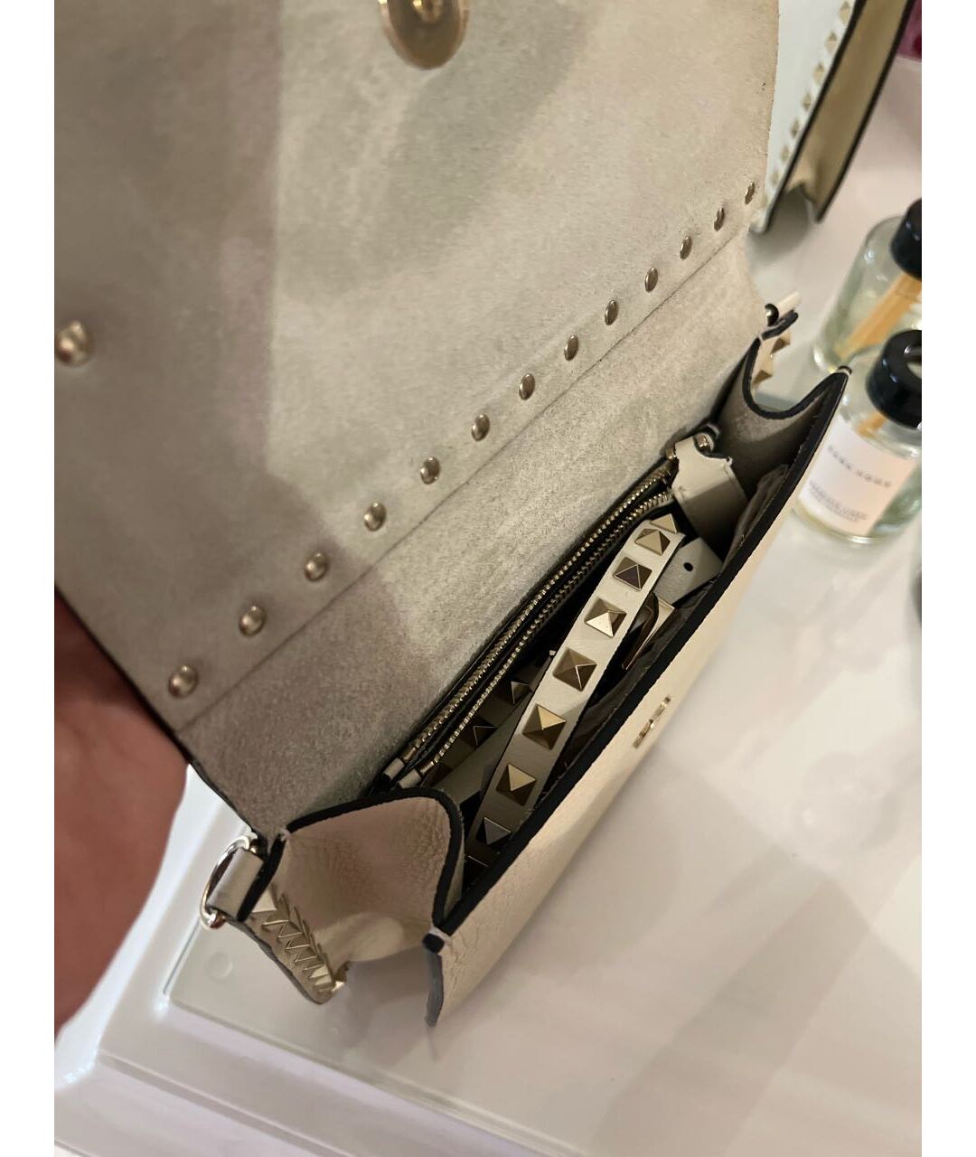 VALENTINO Бежевая кожаная сумка тоут, фото 4
