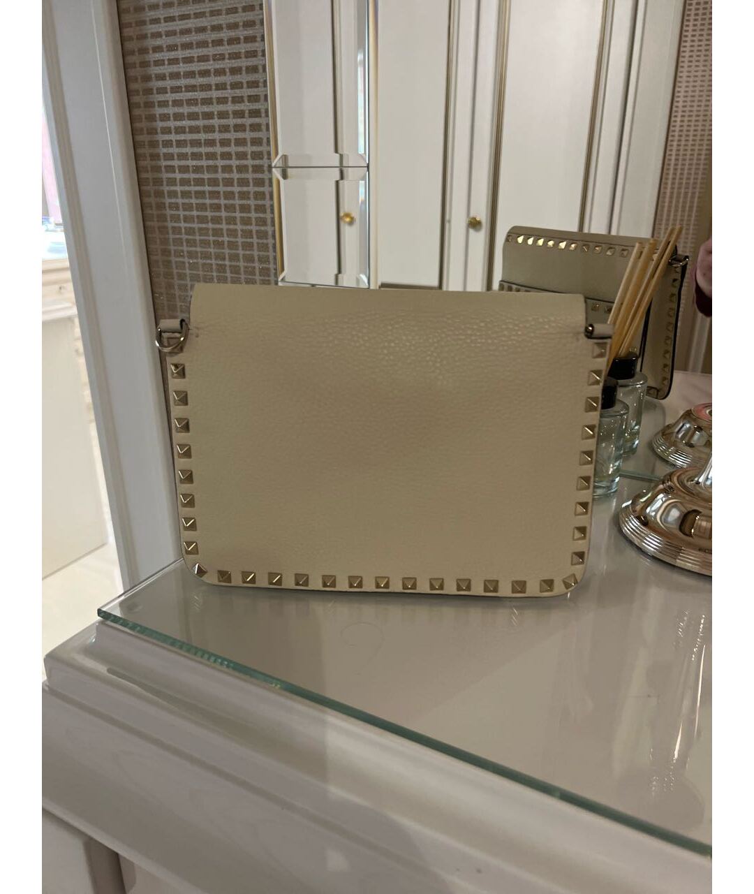 VALENTINO Бежевая кожаная сумка тоут, фото 3