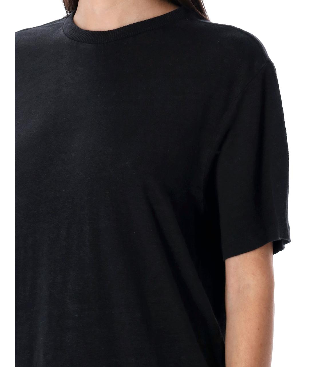 ISABEL MARANT ETOILE Черная льняная футболка, фото 3