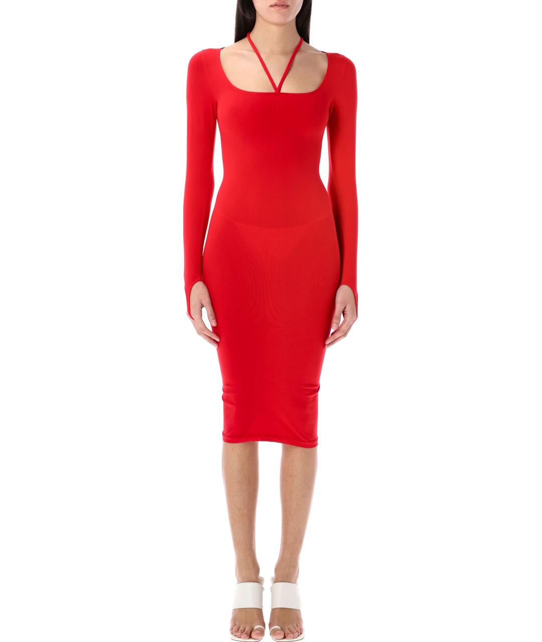 ANDREADAMO Красное полиамидовое повседневное платье, фото 4