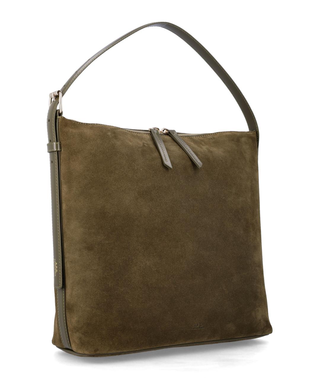 A.P.C. Хаки замшевая сумка тоут, фото 2