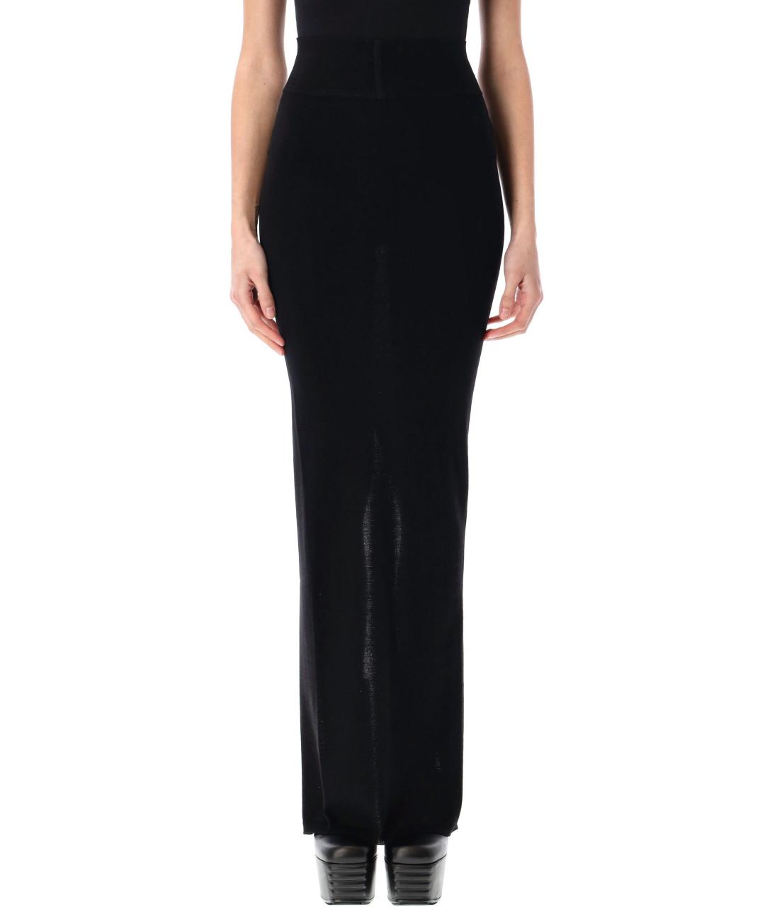 RICK OWENS Черная шерстяная юбка миди, фото 4