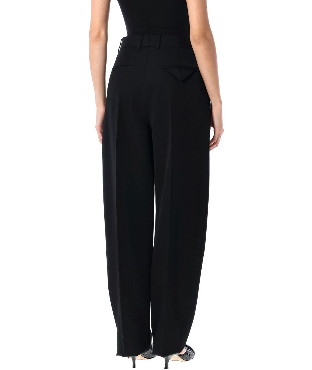 BOTTEGA VENETA Черные шерстяные прямые брюки, фото 2