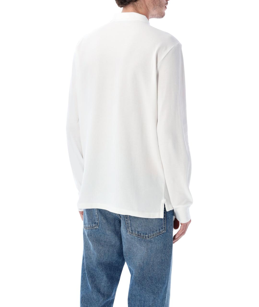 POLO RALPH LAUREN Белое хлопковое поло с длинным рукавом, фото 6