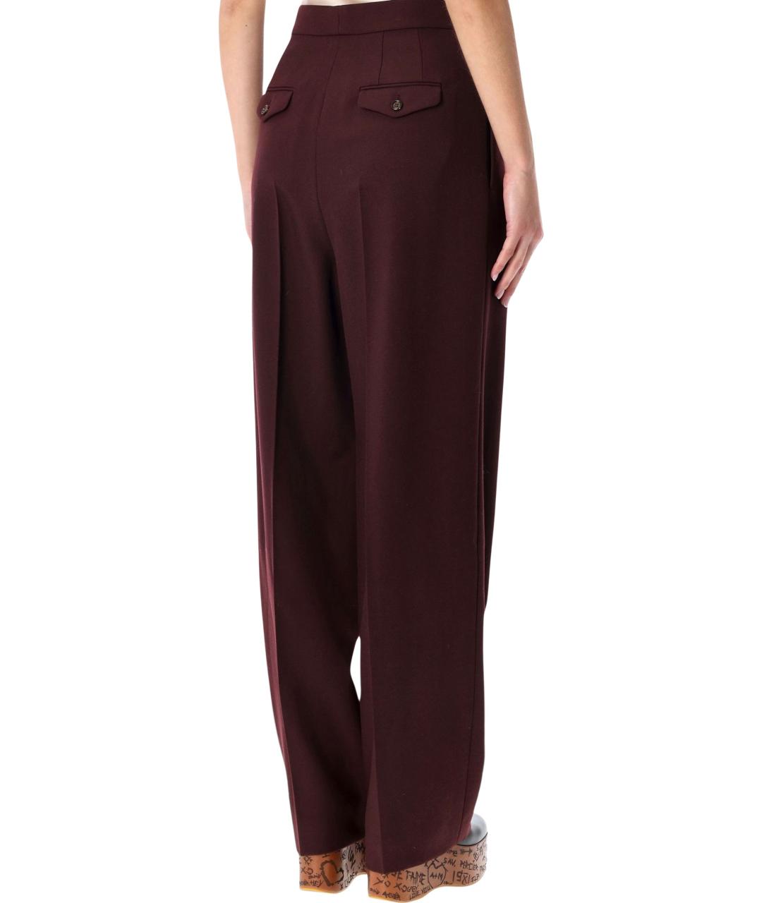 CHLOE Бордовые шерстяные прямые брюки, фото 2