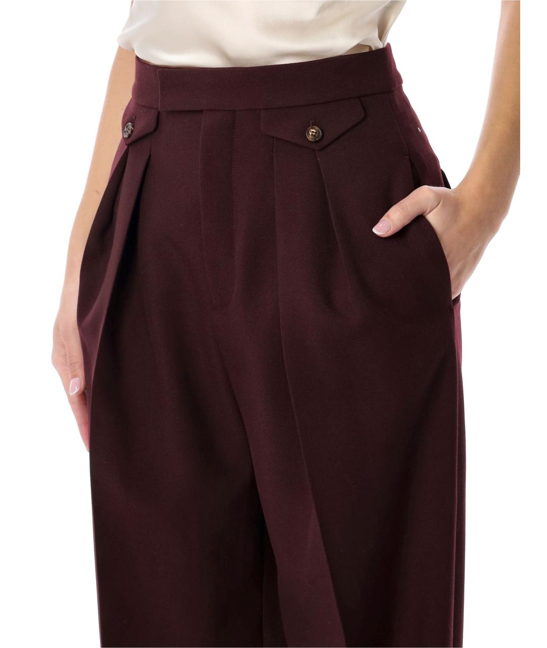 CHLOE Бордовые шерстяные прямые брюки, фото 3