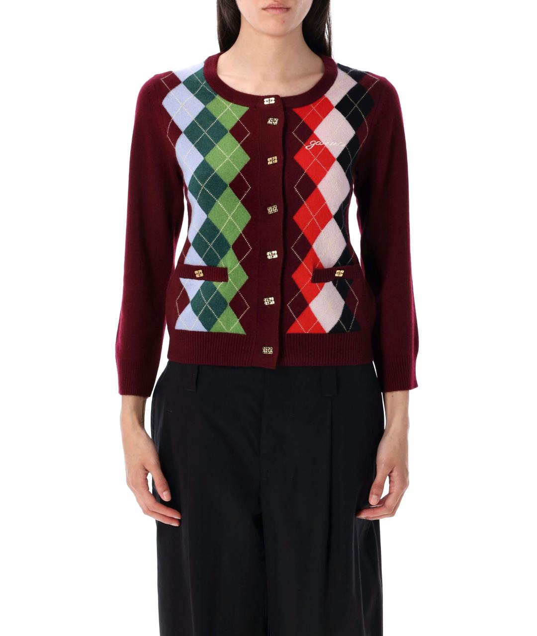 GANNI Мульти шерстяной кардиган, фото 2