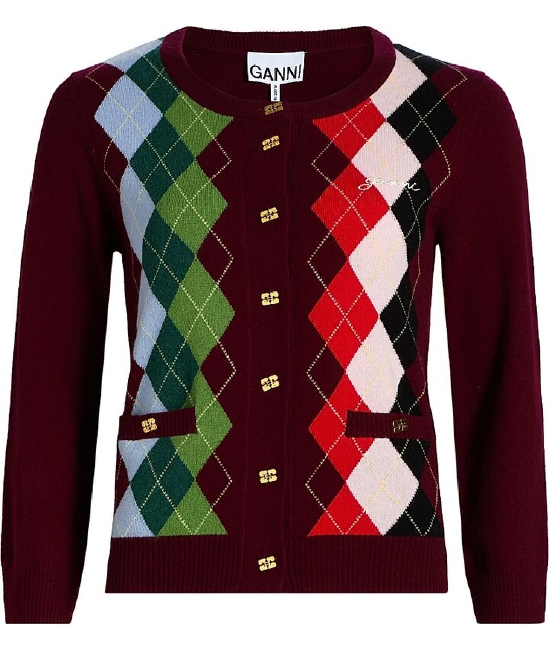 GANNI Мульти шерстяной кардиган, фото 1