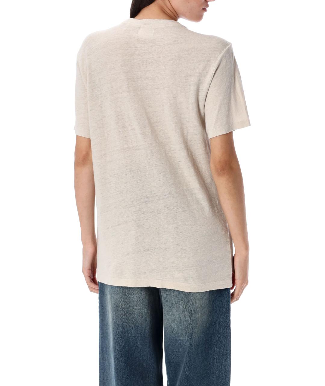 ISABEL MARANT ETOILE Бежевая льняная футболка, фото 2