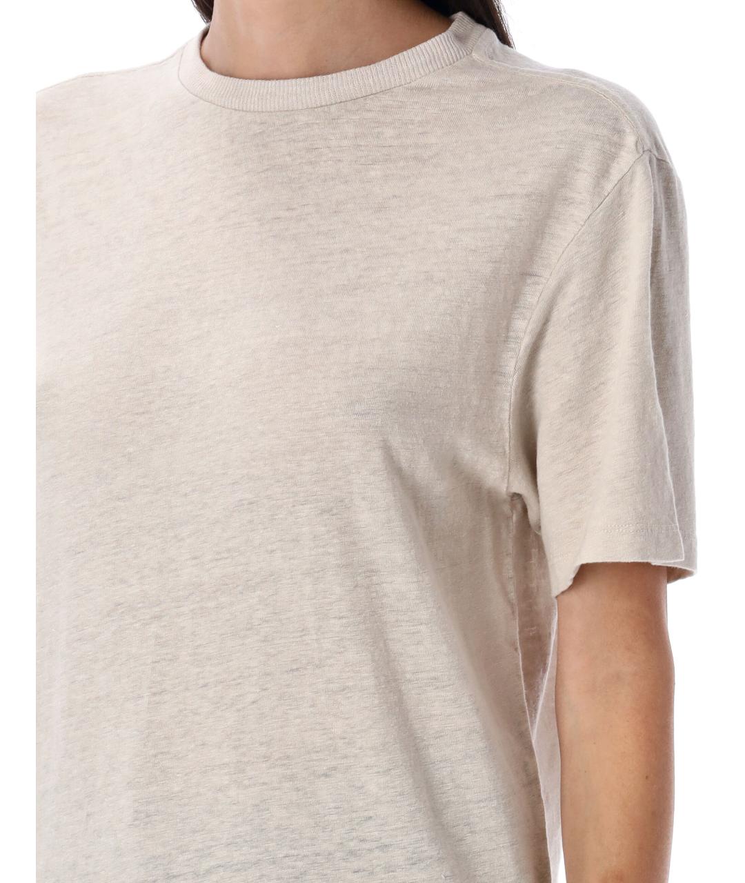 ISABEL MARANT ETOILE Бежевая льняная футболка, фото 3