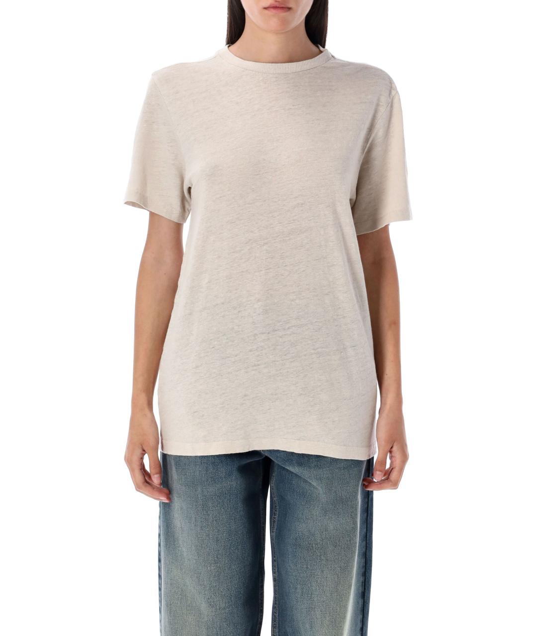 ISABEL MARANT ETOILE Бежевая льняная футболка, фото 4