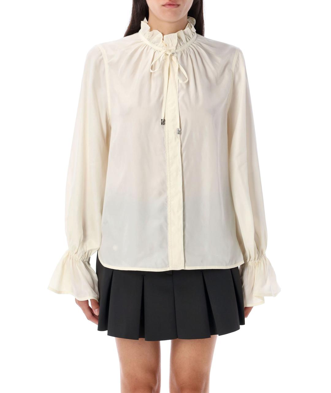 GANNI Белая вискозная рубашка, фото 1