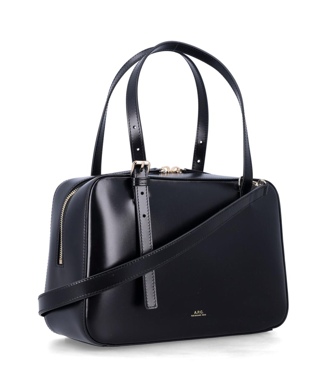 A.P.C. Черная кожаная сумка тоут, фото 2