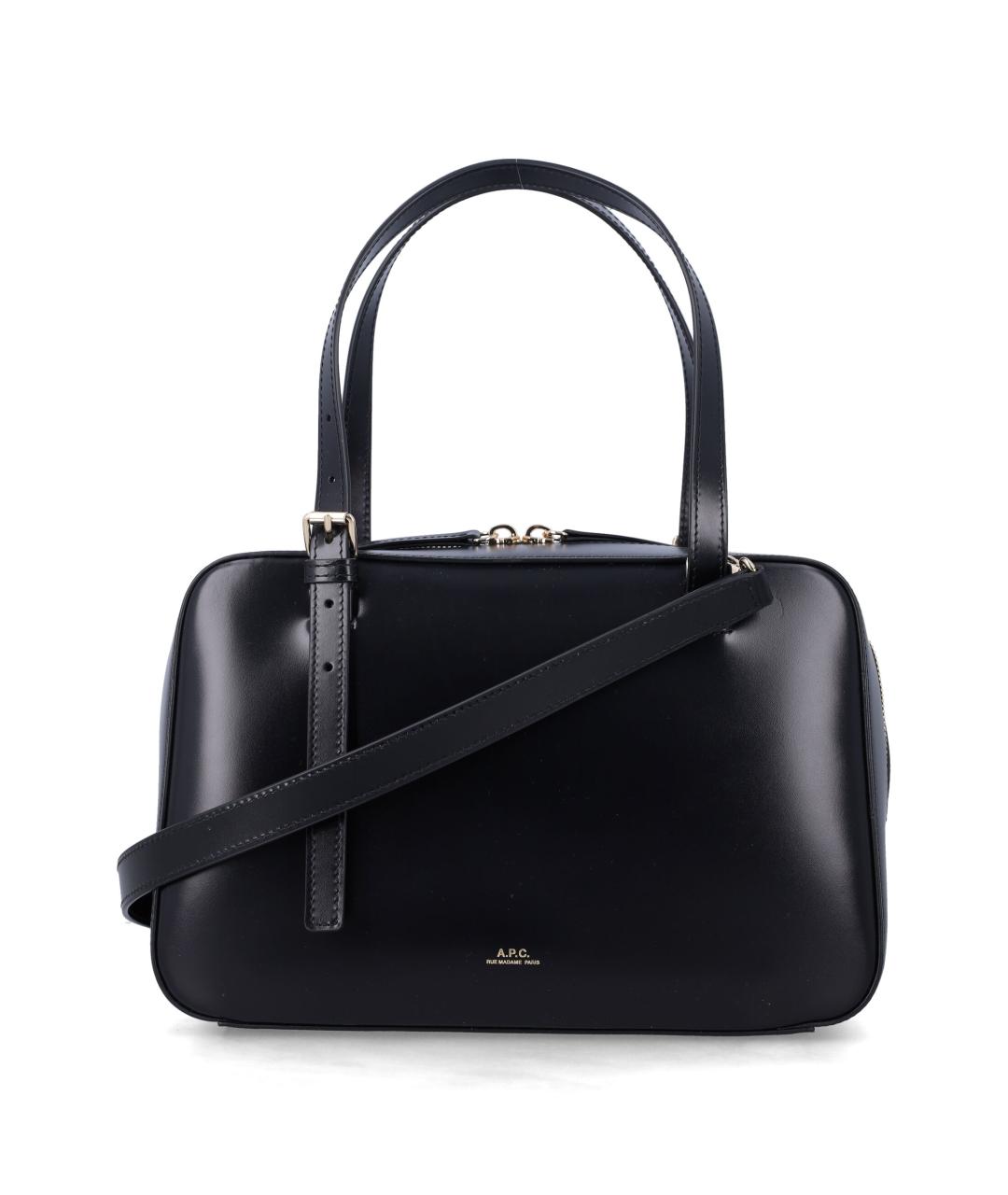 A.P.C. Черная кожаная сумка тоут, фото 1