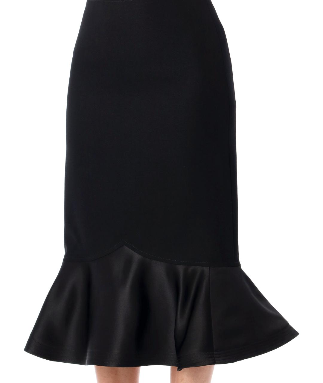 FENDI Черная шерстяная юбка миди, фото 3