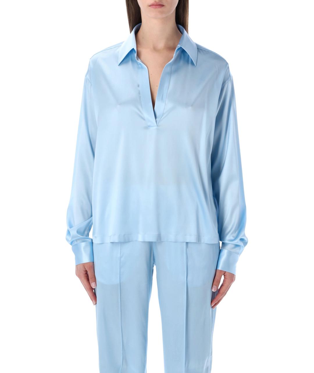TOM FORD Голубая шелковая блузы, фото 2