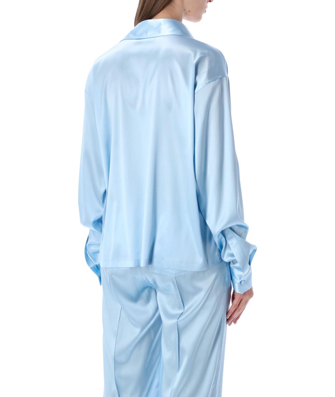 TOM FORD Голубая шелковая блузы, фото 3