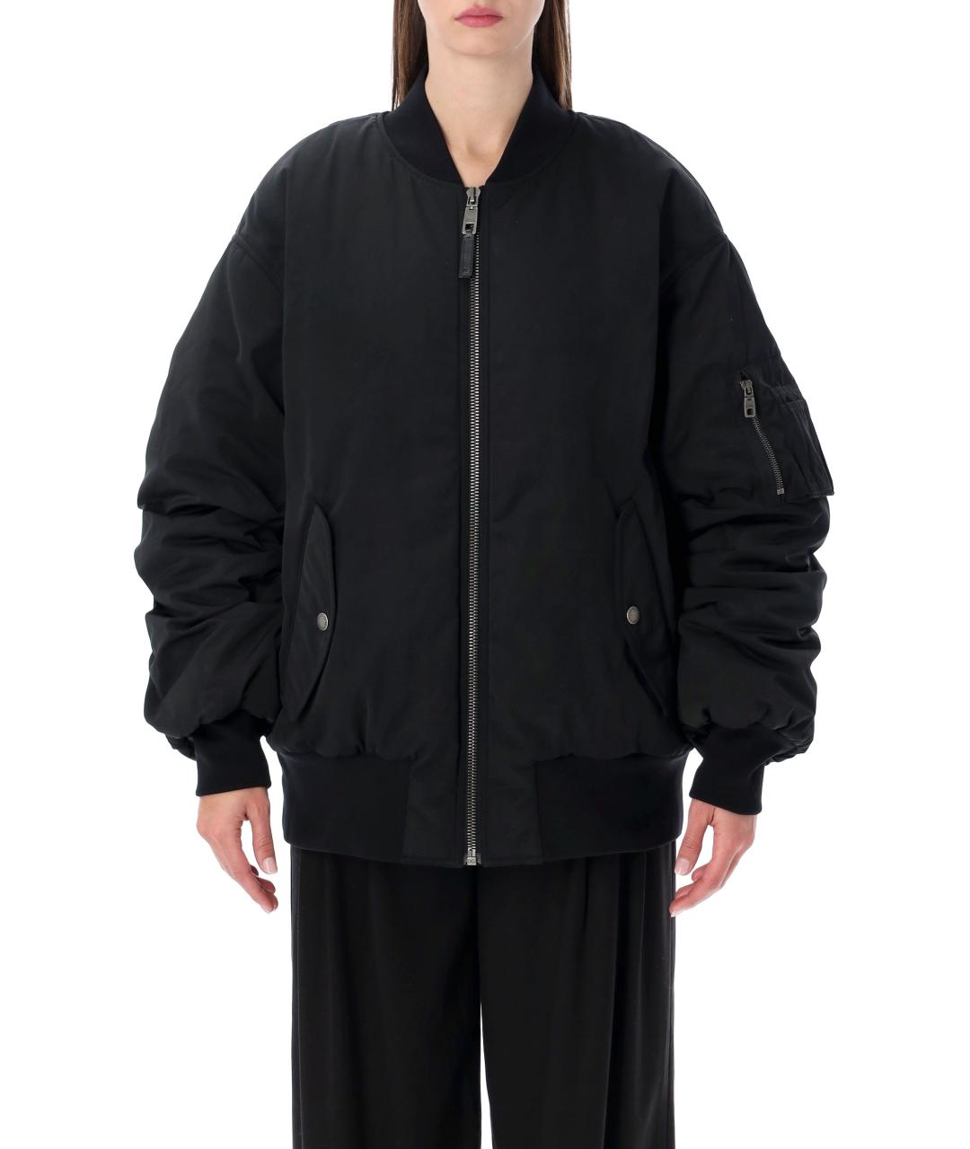 DOLCE&GABBANA Черное полиэстеровое пальто, фото 2