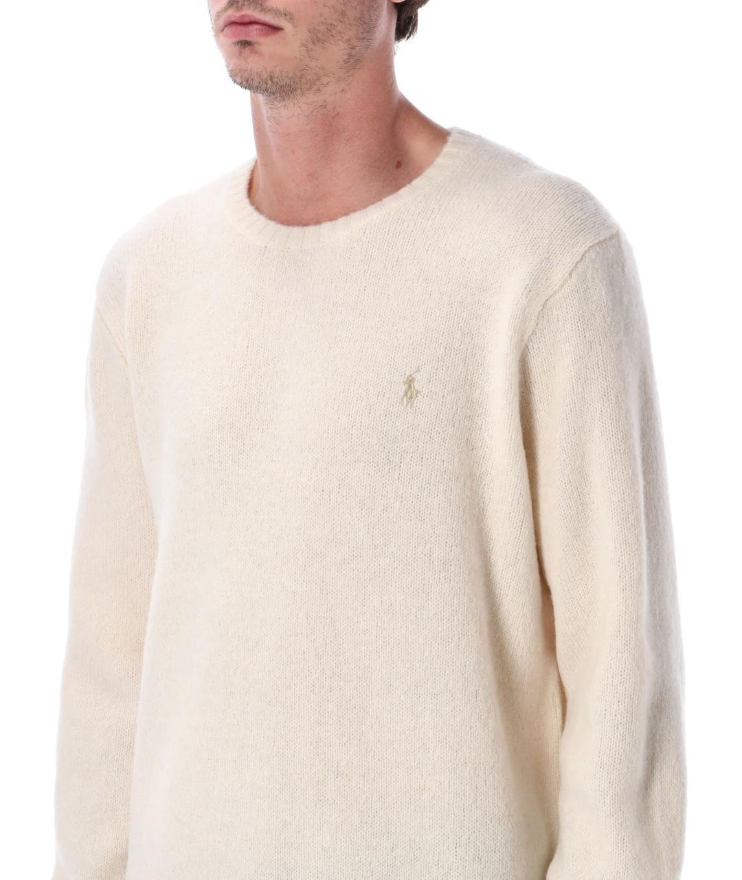 POLO RALPH LAUREN Бежевый шерстяной джемпер / свитер, фото 4