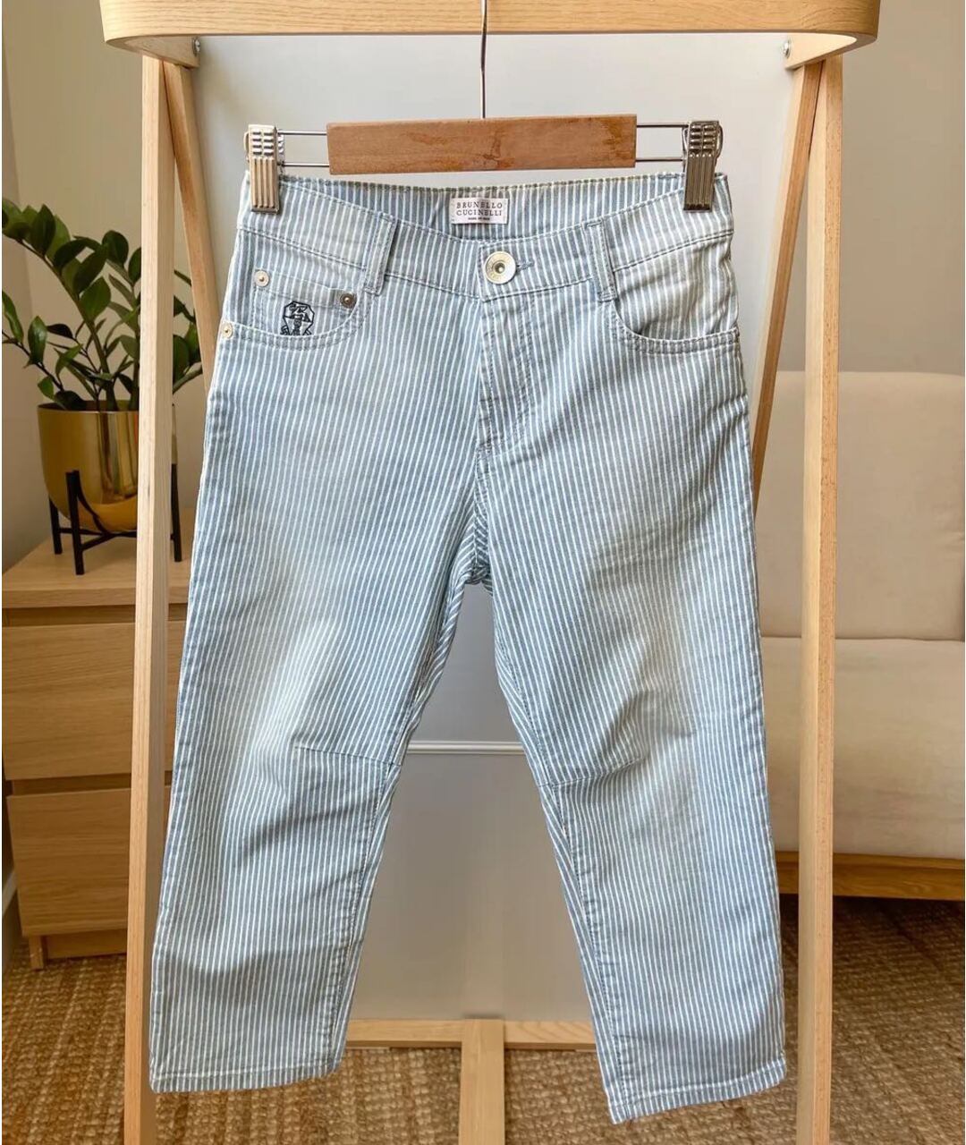 BRUNELLO CUCINELLI Голубые хлопковые детские джинсы, фото 5