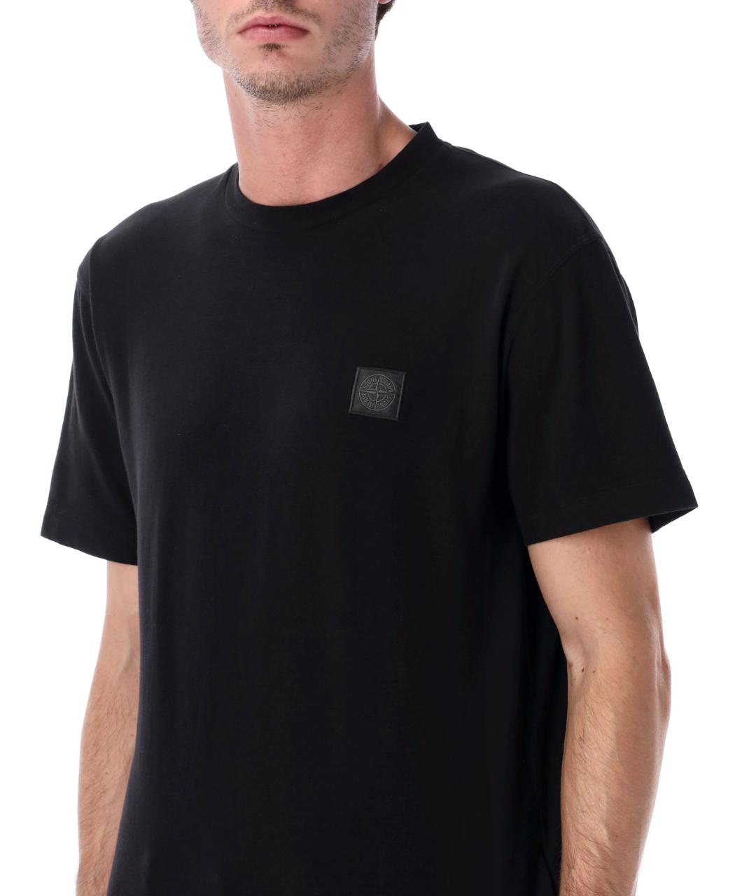 STONE ISLAND Черная хлопковая футболка, фото 4