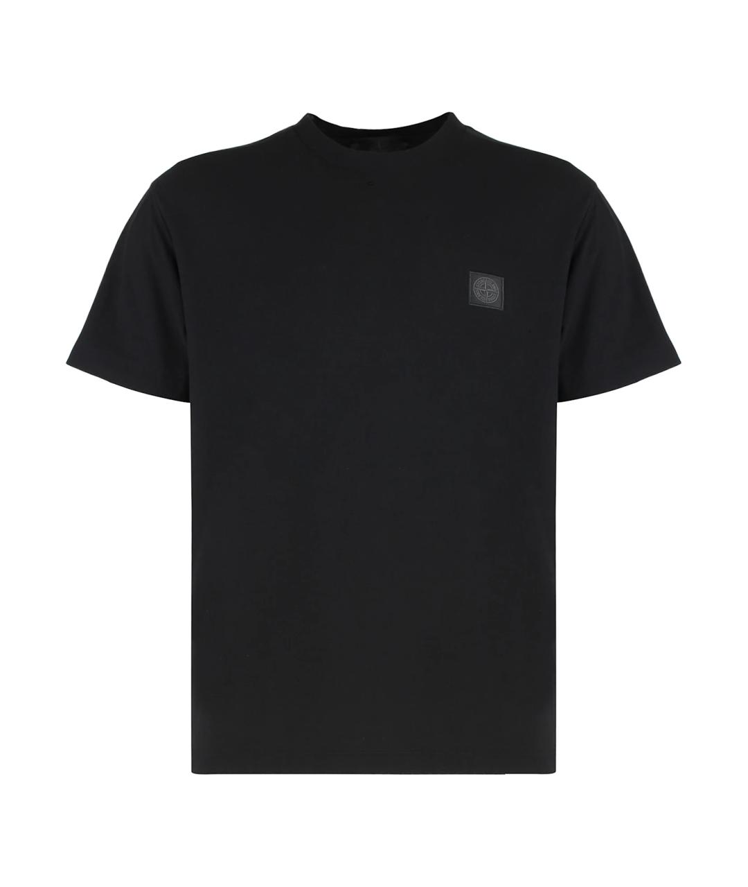 STONE ISLAND Черная хлопковая футболка, фото 1