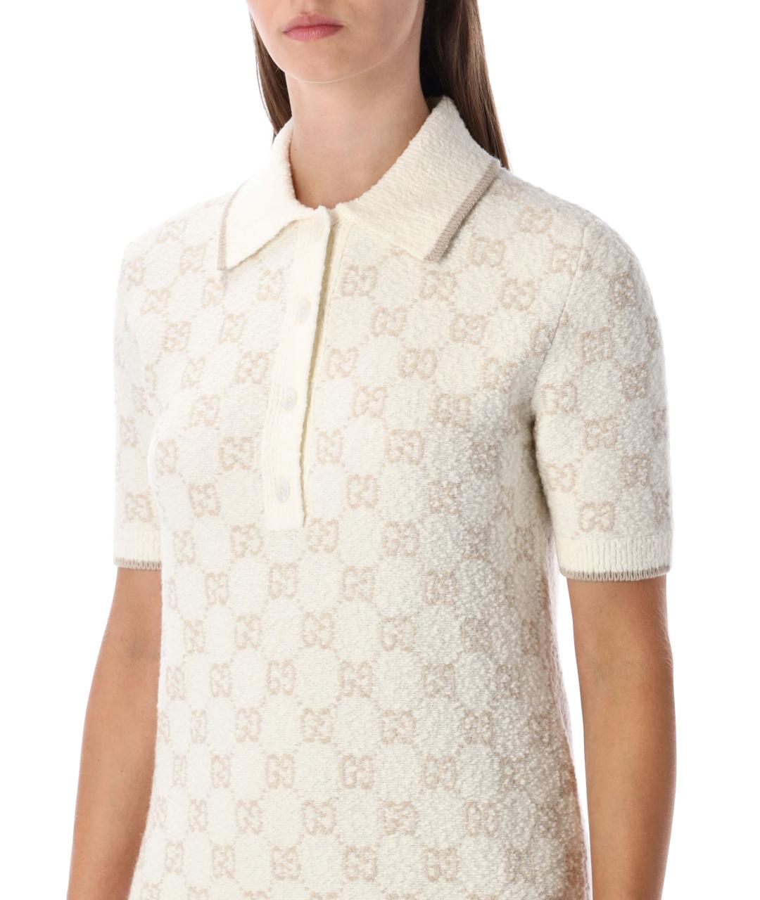 GUCCI Бежевое шерстяное повседневное платье, фото 4