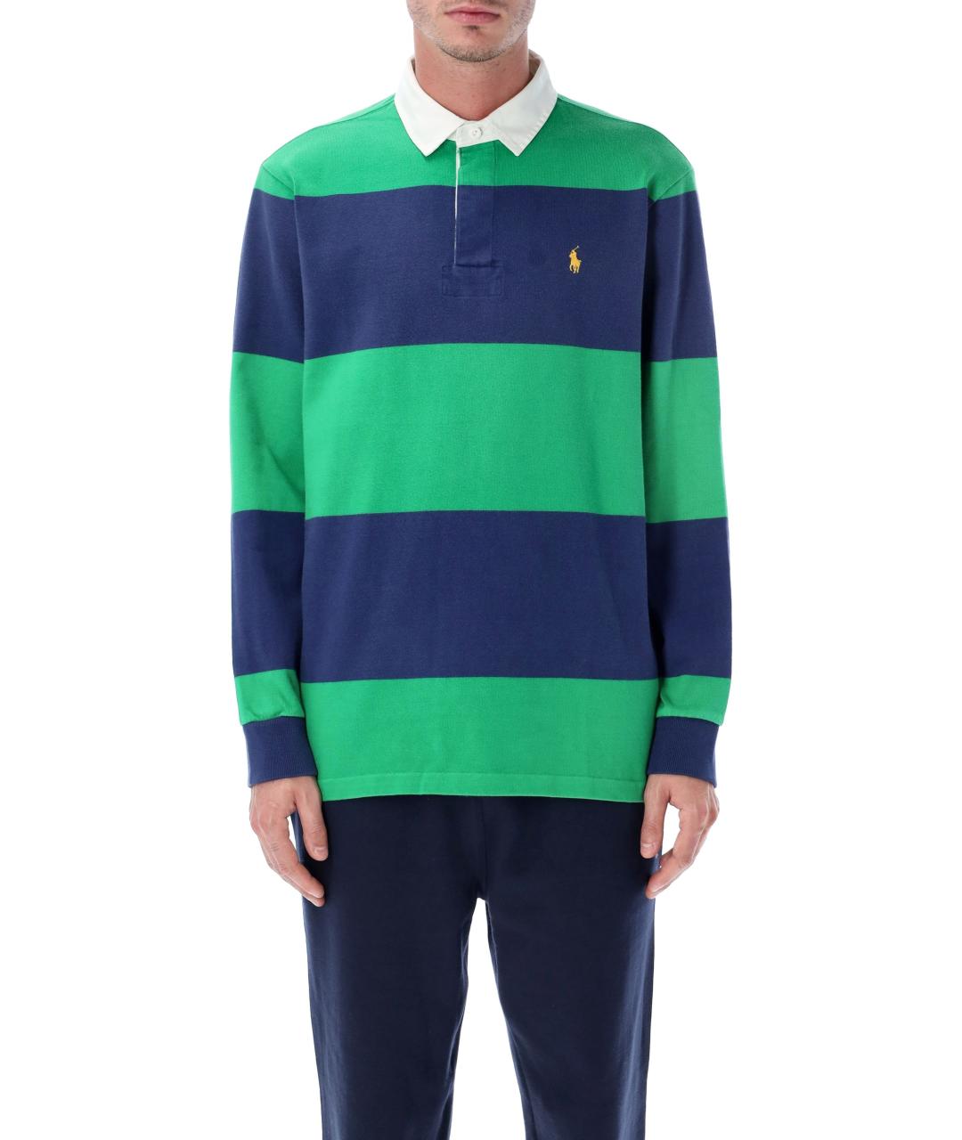 POLO RALPH LAUREN Зеленые хлопковое поло с длинным рукавом, фото 2