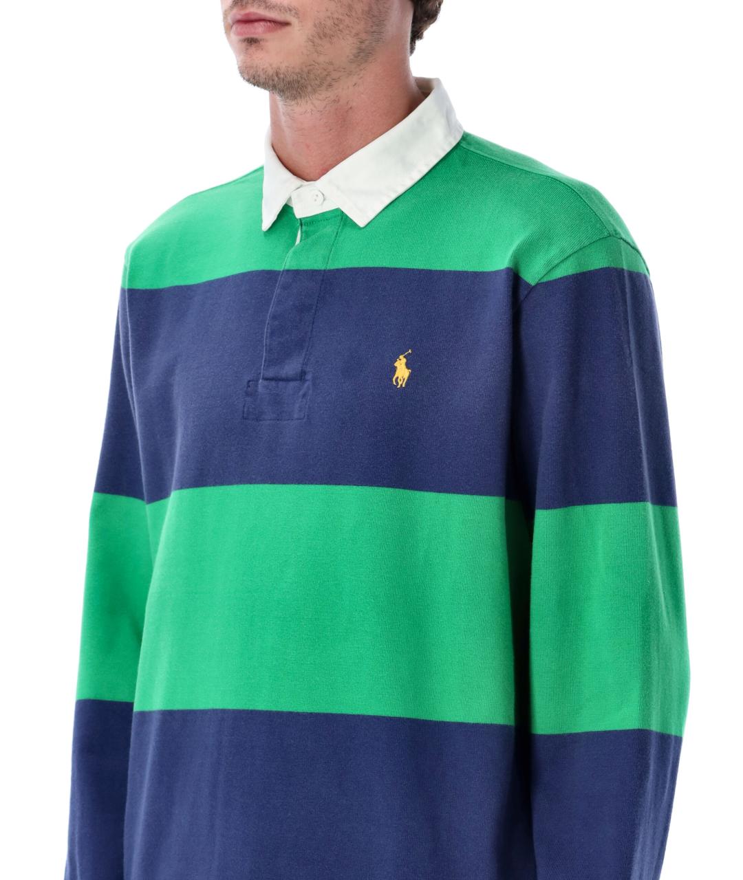 POLO RALPH LAUREN Зеленые хлопковое поло с длинным рукавом, фото 4