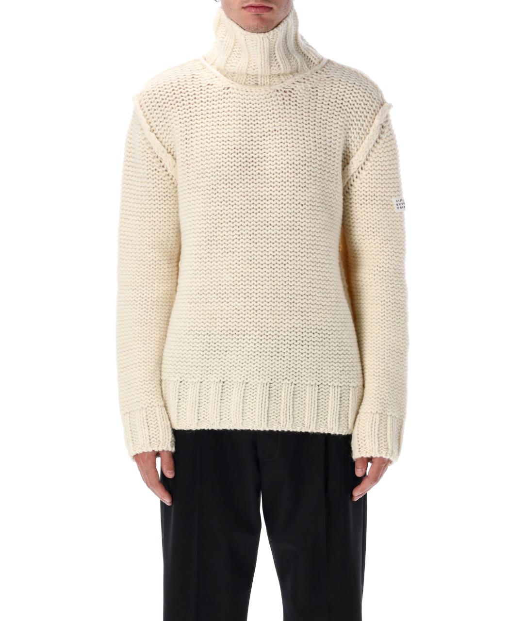 MM6 MAISON MARGIELA Бежевый шерстяной джемпер / свитер, фото 4