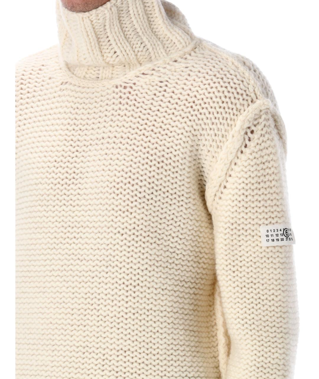 MM6 MAISON MARGIELA Бежевый шерстяной джемпер / свитер, фото 3