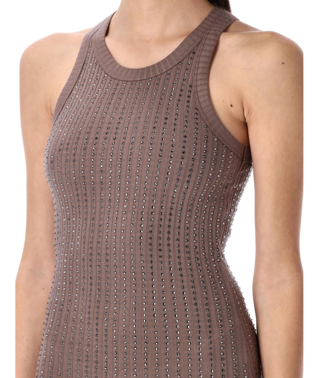 THE ATTICO Коричневое хлопковое платье, фото 3