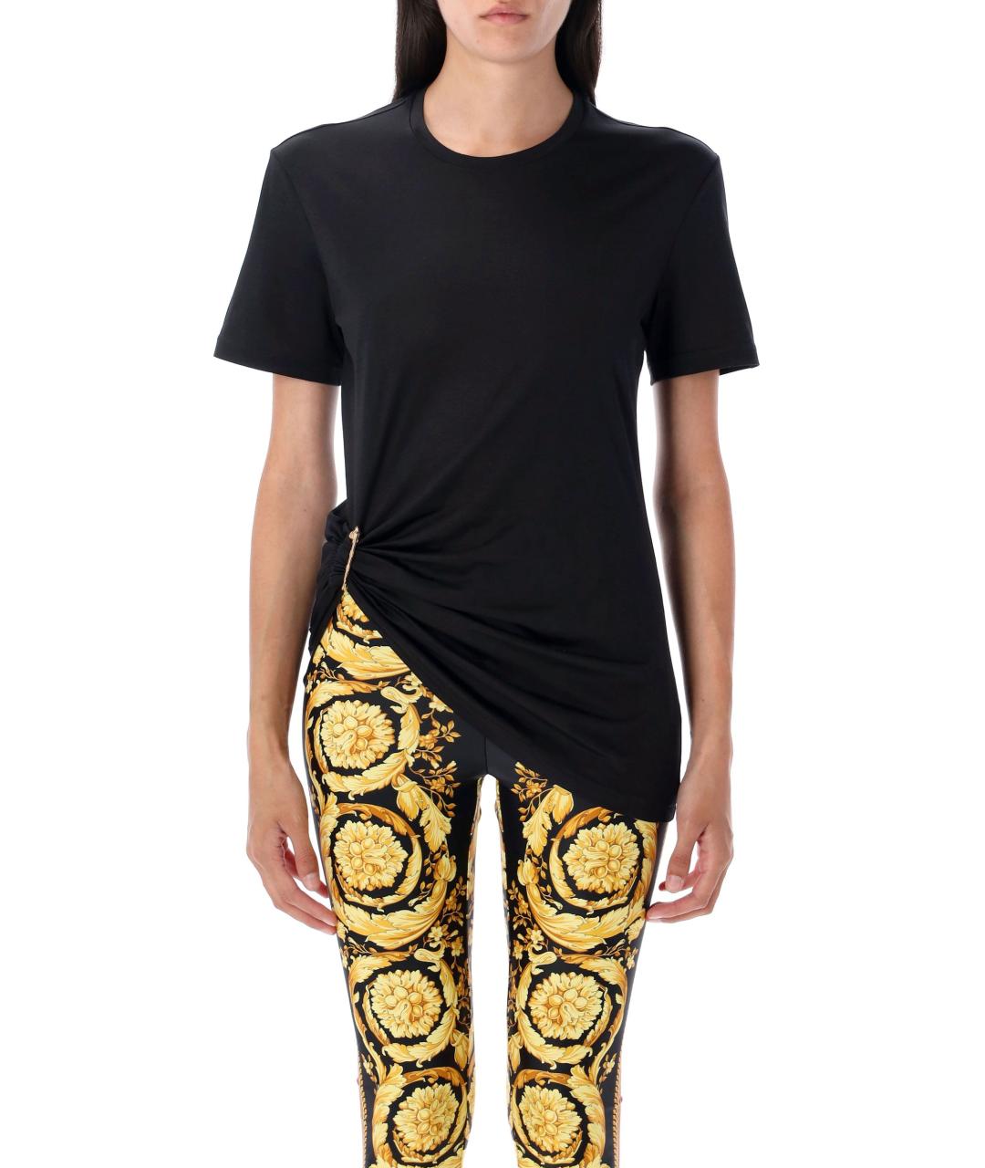 VERSACE Черная шелковая футболка, фото 2