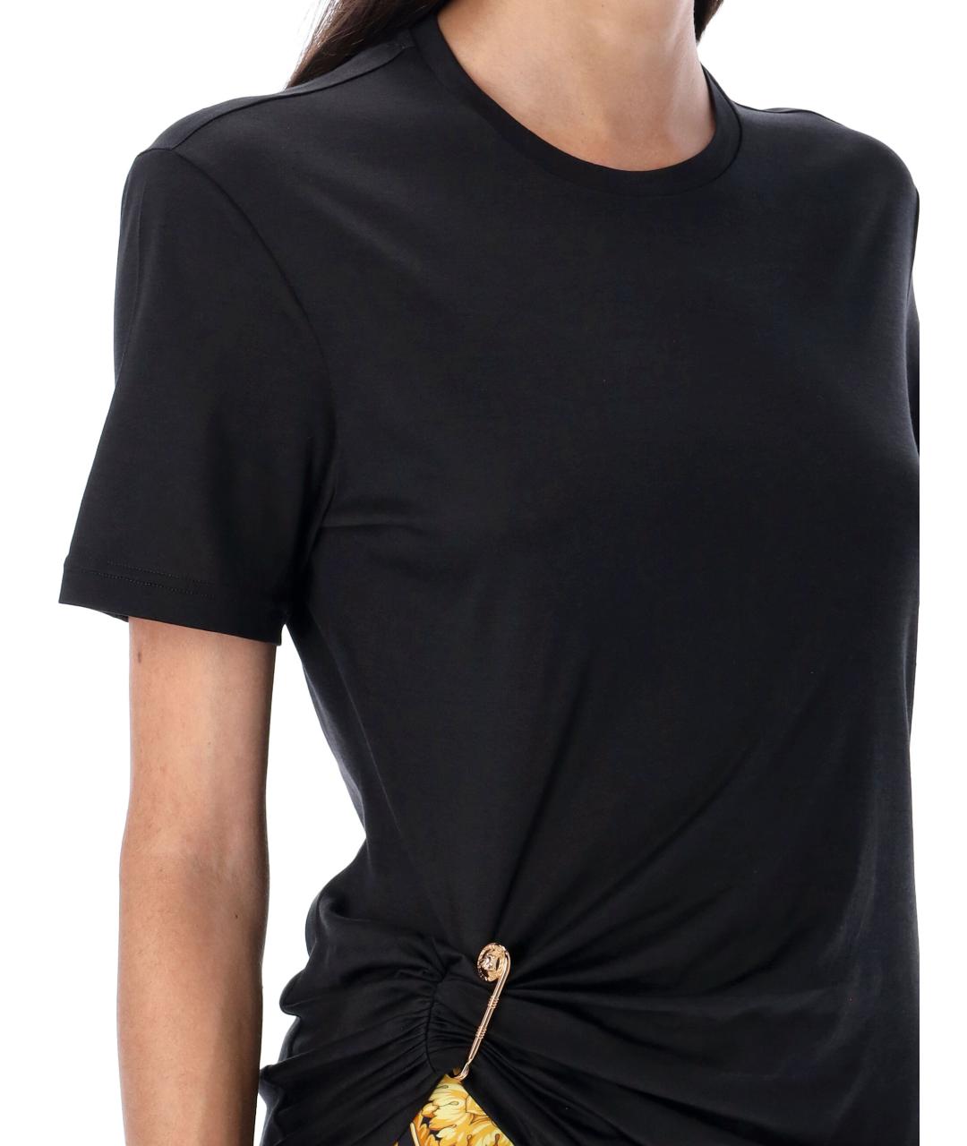 VERSACE Черная шелковая футболка, фото 4