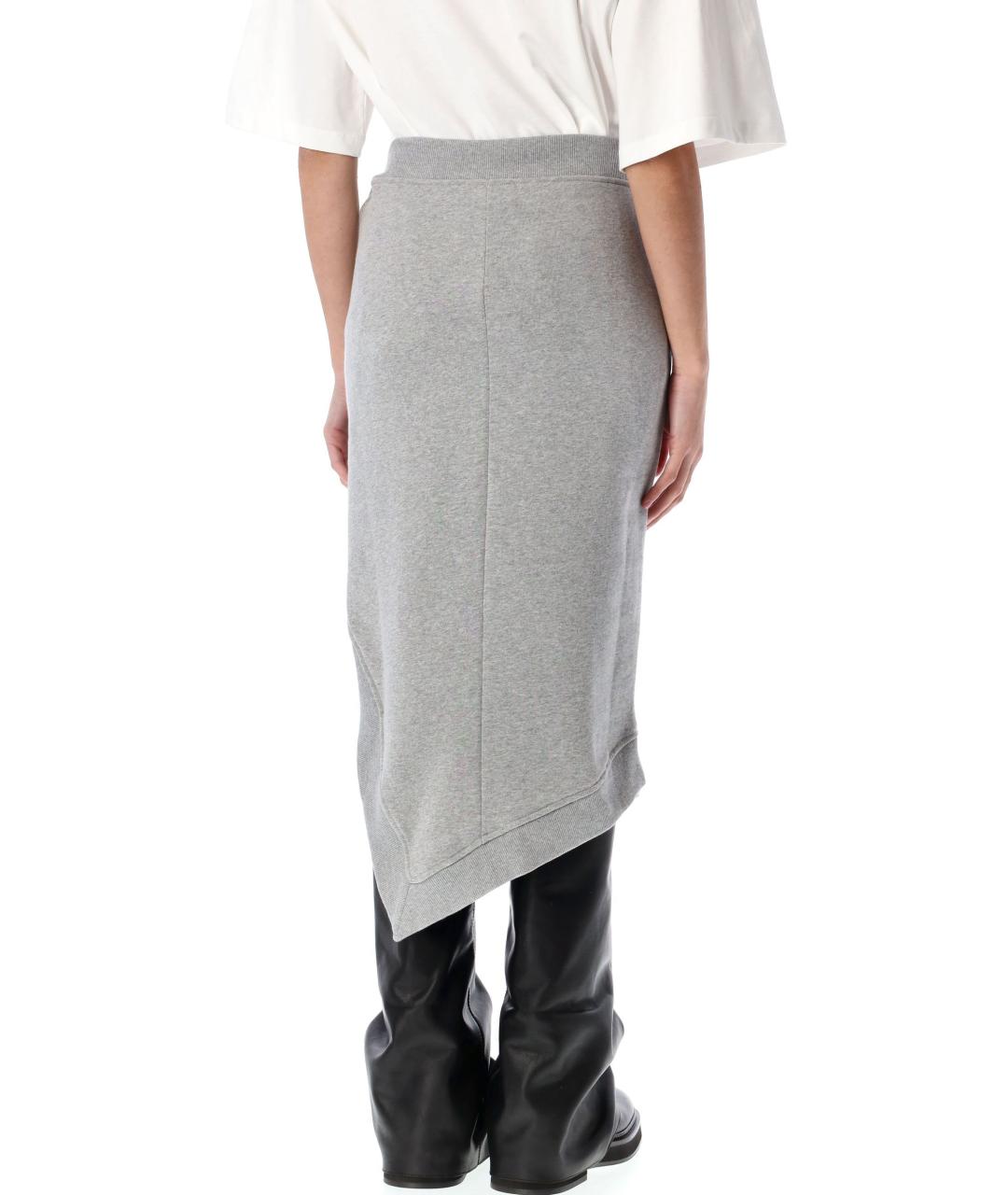 THE ATTICO Серая хлопковая юбка миди, фото 2