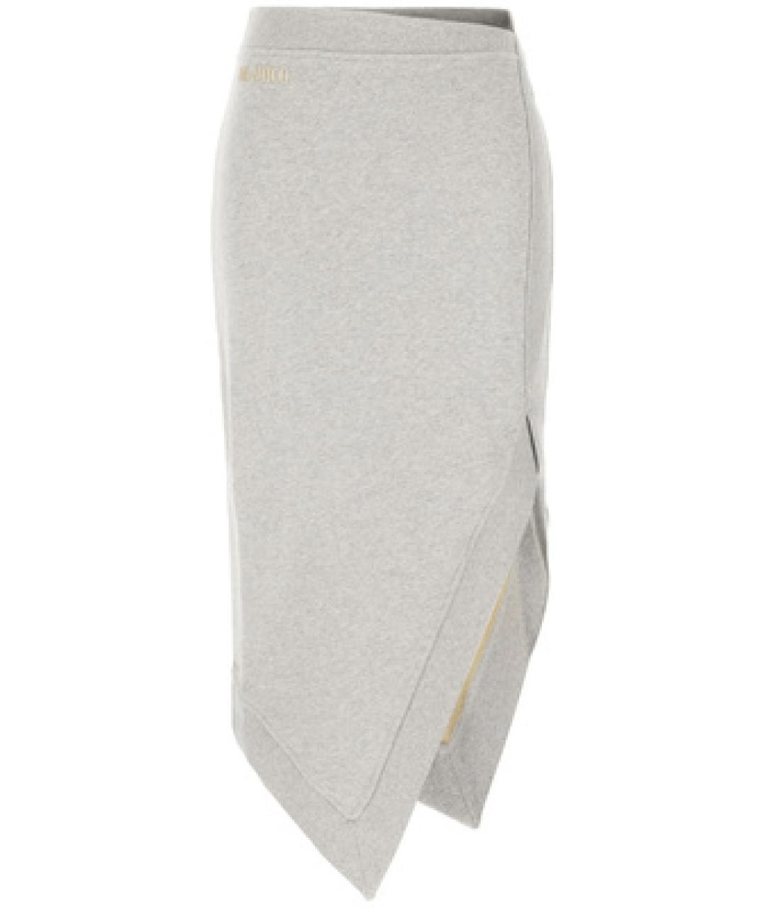 THE ATTICO Серая хлопковая юбка миди, фото 1