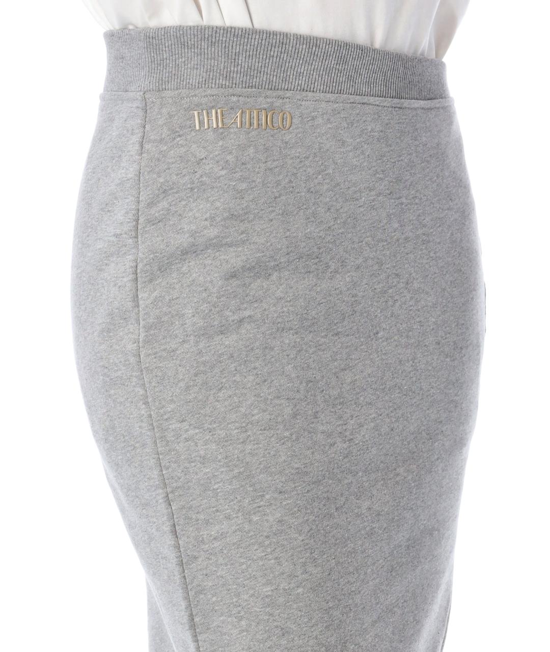 THE ATTICO Серая хлопковая юбка миди, фото 3