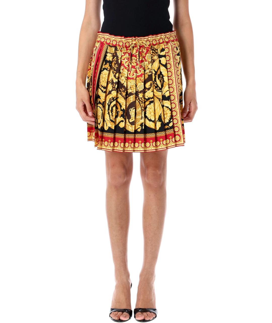 VERSACE Мульти шелковая юбка мини, фото 4