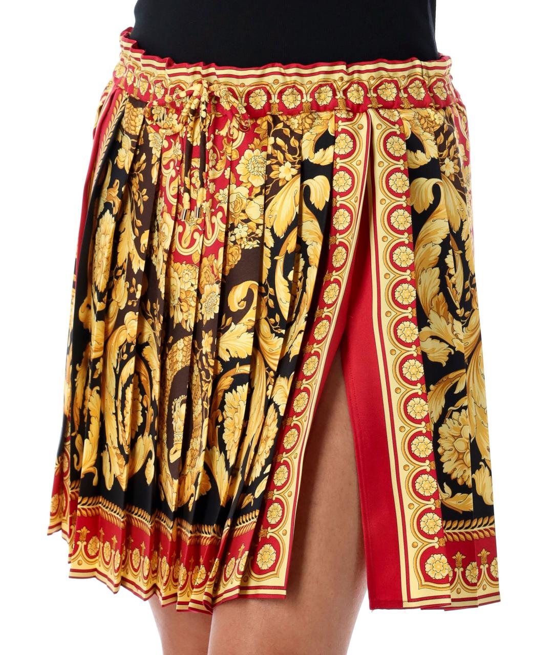 VERSACE Мульти шелковая юбка мини, фото 3