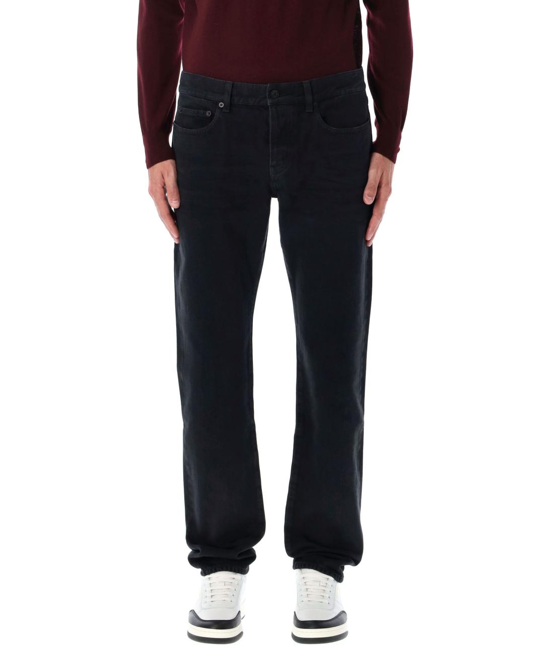 SAINT LAURENT Черные хлопковые прямые джинсы, фото 2