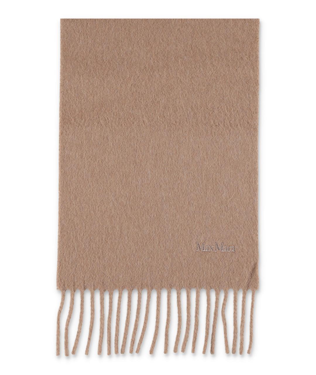 MAX MARA Коричневый шерстяной шарф, фото 3