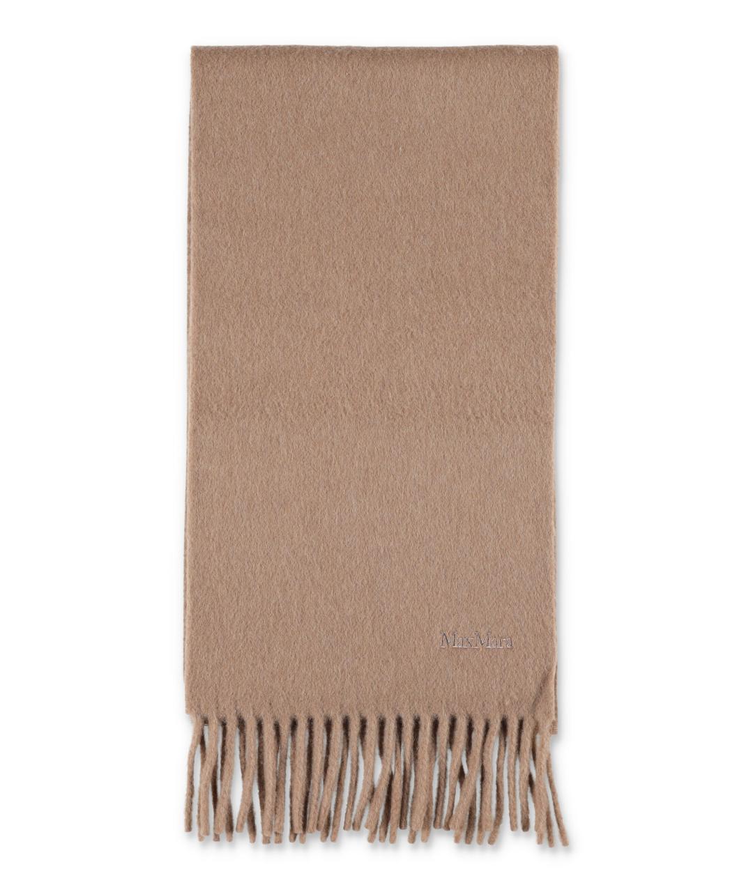 MAX MARA Коричневый шерстяной шарф, фото 1