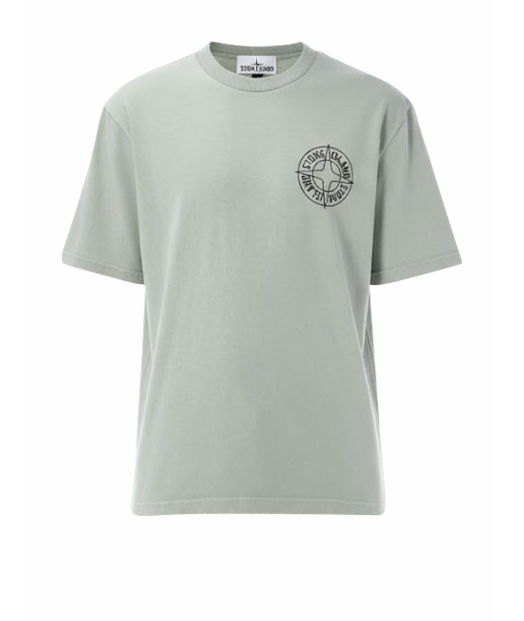 STONE ISLAND Зеленая хлопковая футболка, фото 1