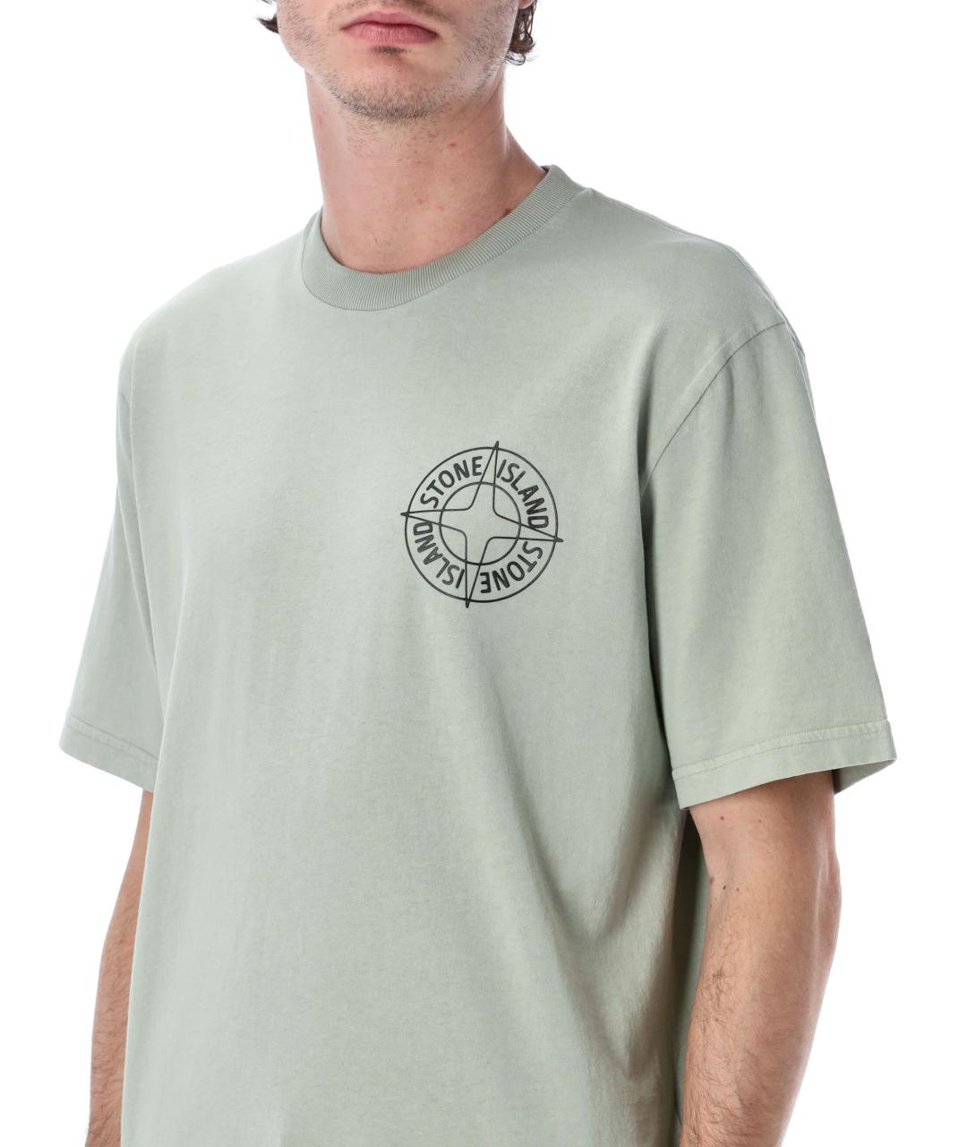 STONE ISLAND Зеленая хлопковая футболка, фото 3