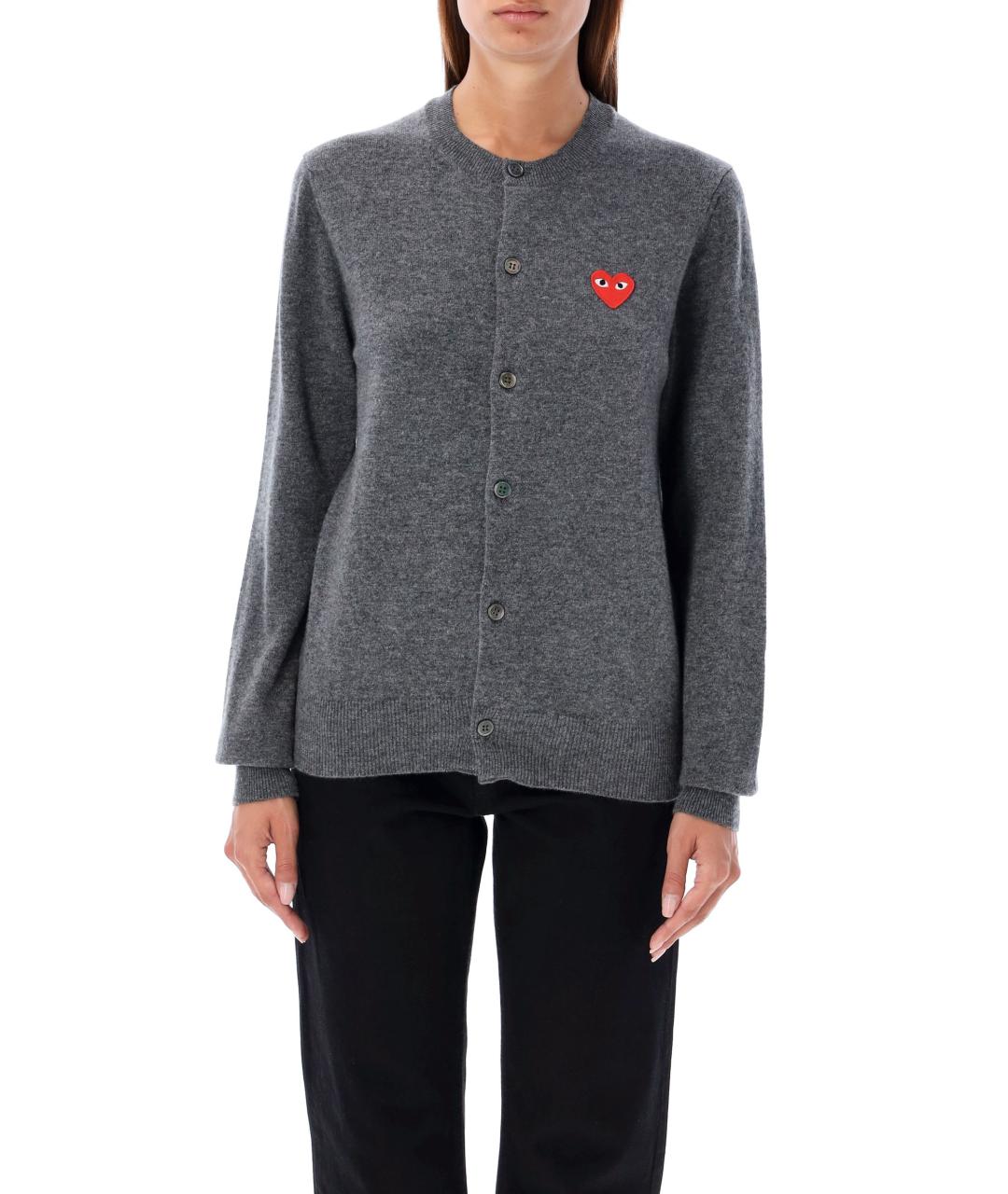 COMME DES GARÇONS PLAY Серый шерстяной кардиган, фото 2