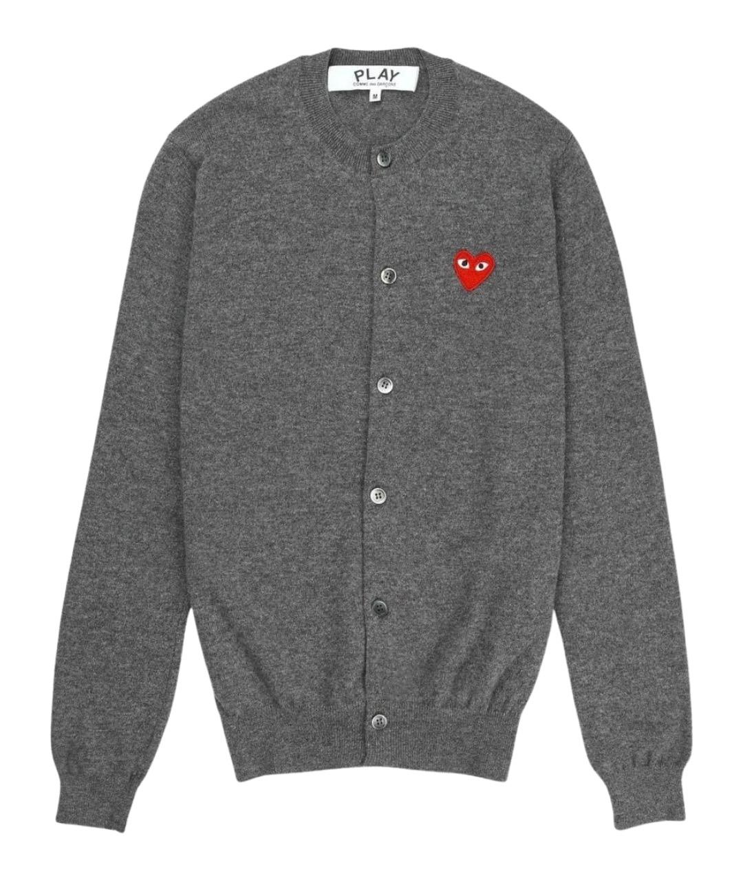 COMME DES GARÇONS PLAY Серый шерстяной кардиган, фото 1