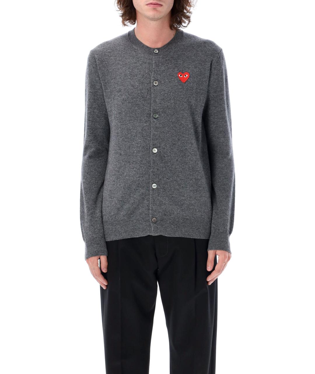 COMME DES GARÇONS PLAY Серый шерстяной кардиган, фото 5