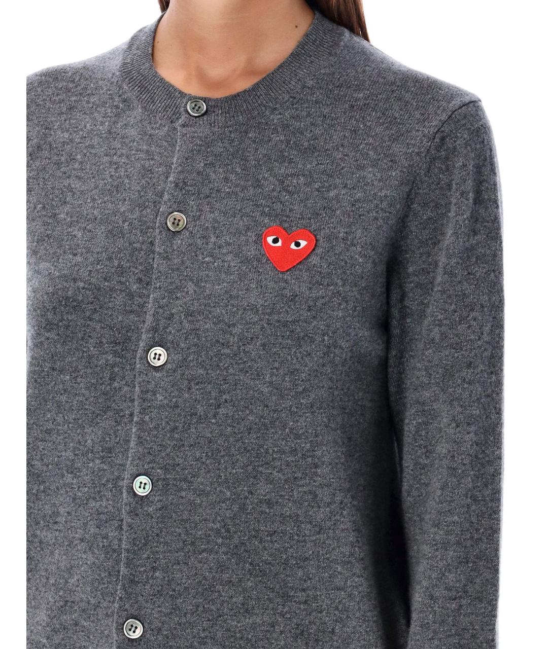 COMME DES GARÇONS PLAY Серый шерстяной кардиган, фото 4